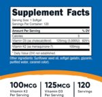 NUTRICOST VITAMIN K2 & VITAMIN D3 120 SOFTGELS - Image 2