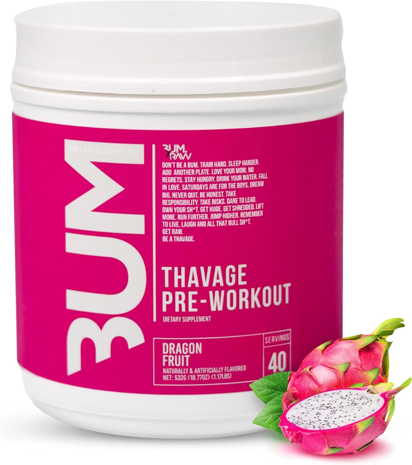 RAW NUTRITION BUM THAVAGE PRE-WORKOUT 40 SERVINGS (IMPORTED)