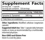 Doctor's Best Best L-Tyrosine, 500 mg, 120 Veggie Caps - Image 3