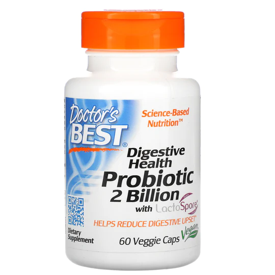 Doctor's Best Digestive Health, Probiotic with LactoSpore, 2 Billion, 60 Veggie Caps