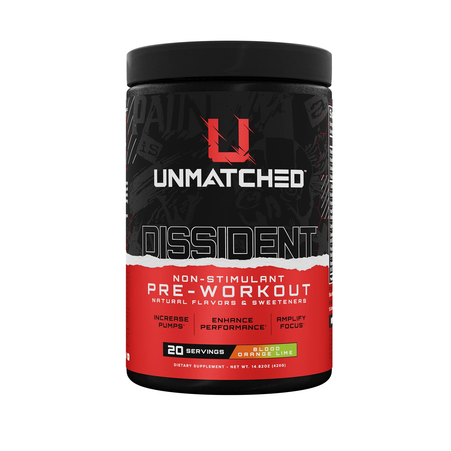 UNMATCHED SUPPS DISSIDENT NON-STIM PRE-WORKOUT 20 SERVINGS
