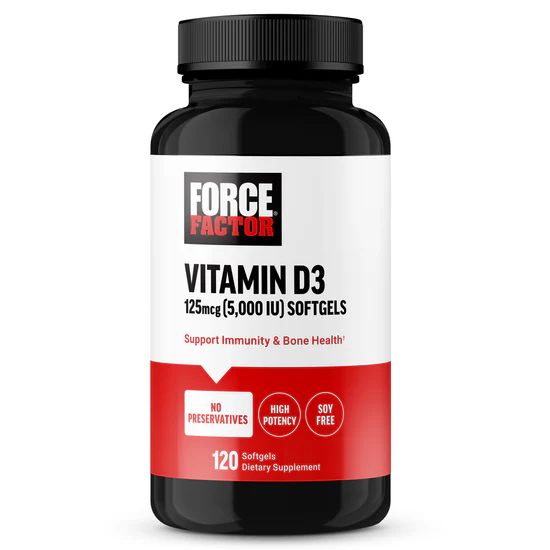 FORCE FACTOR VITAMIN D3 5000IU 120 SOFTGELS