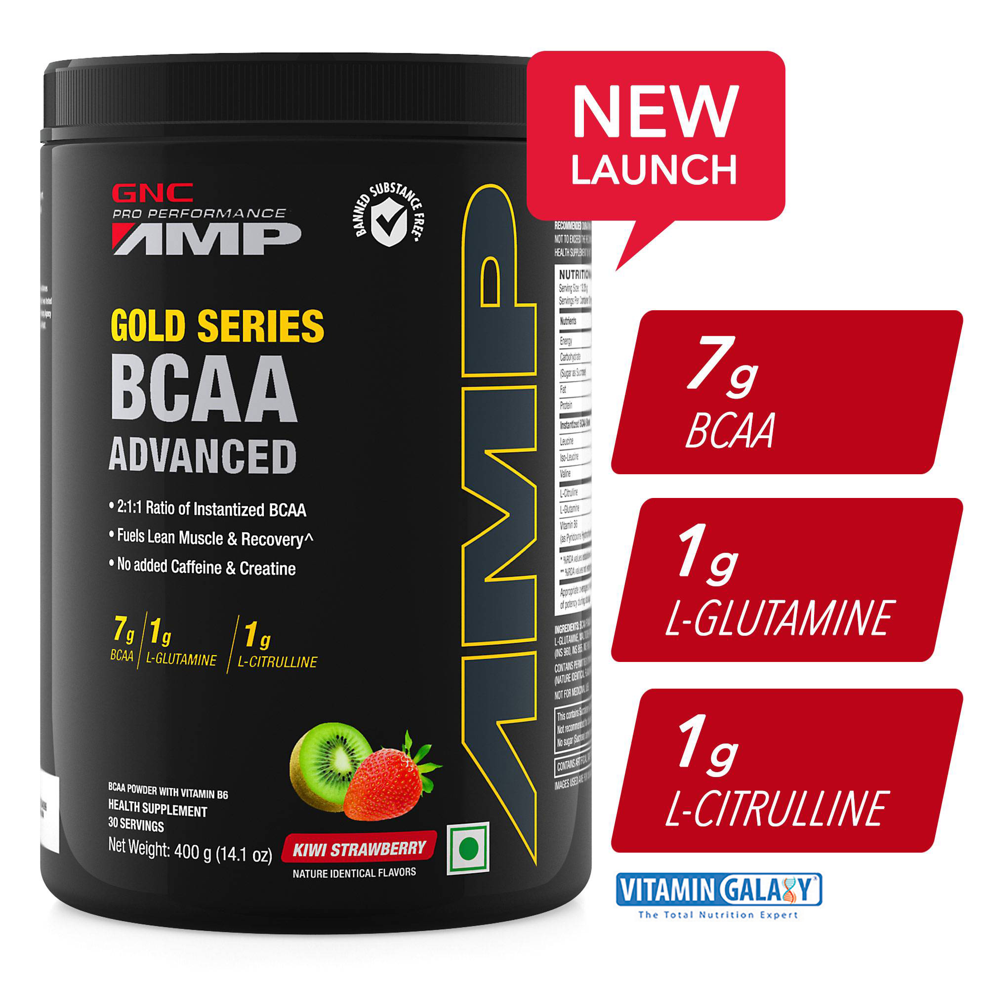 GNC AMP Gold Series BCAA Advanced with Vitamin B6 - 14.1 Oz, 400 gm
