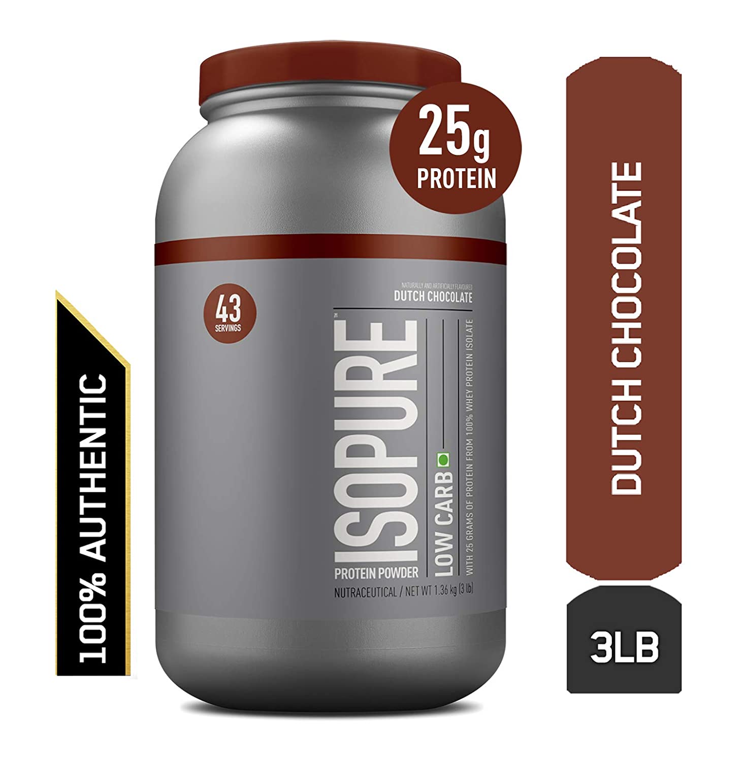 Isopure Low Carb 100% Whey Protein Isolate Powder with 25gm Protein per serve - 2KG