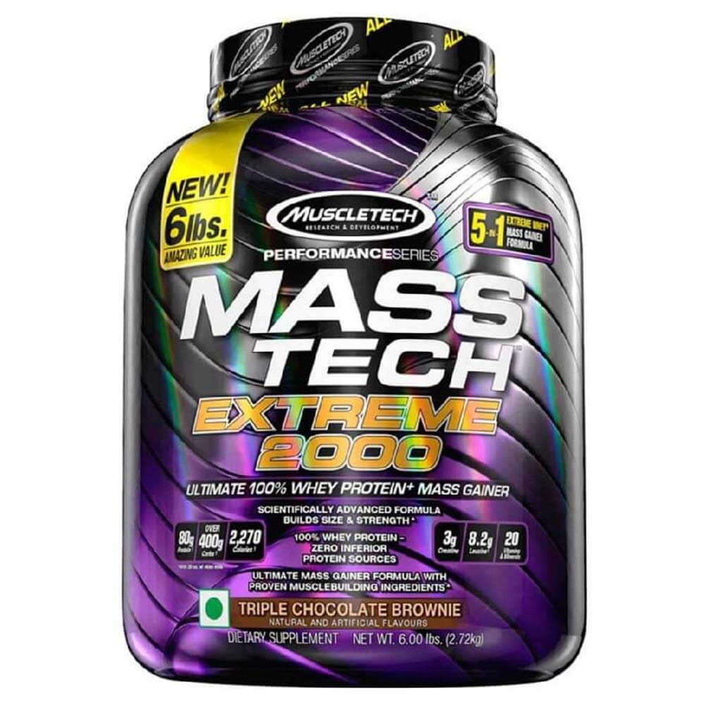 MuscleTech Mass Tech Extreme 2000, 6 lb, Triple Chocolate Brownie