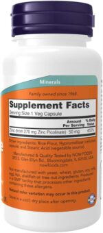 NOW FOODS ZINC PICOLINATE 50MG 120 VEG CAPSULES - Image 2