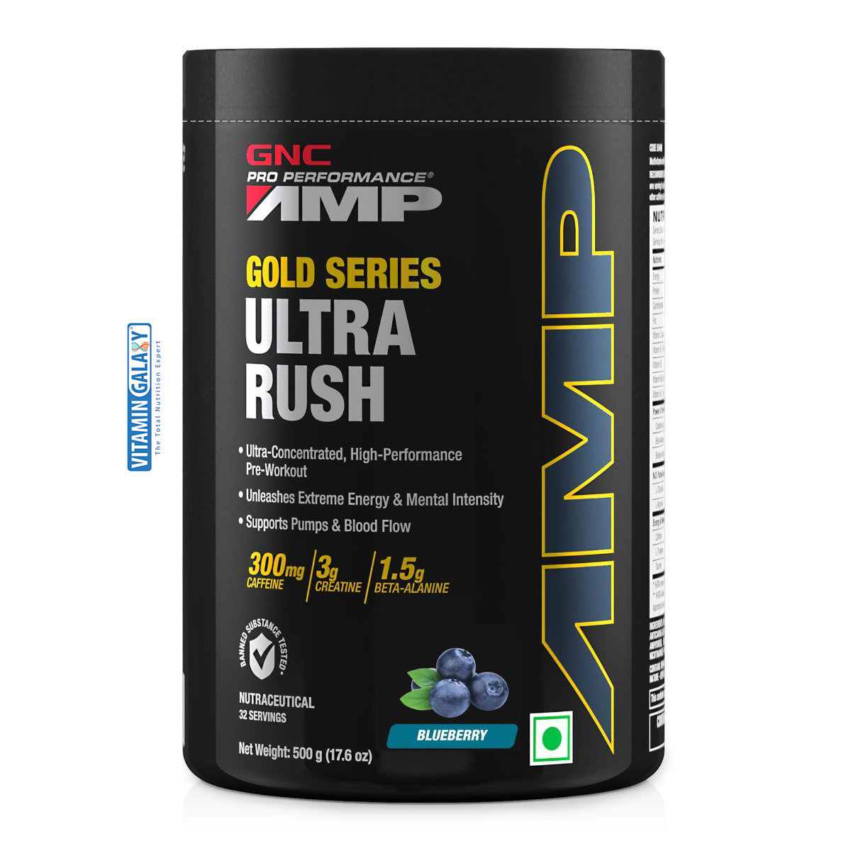 amp-VITAMIN-GALAXY-_-_ultra_rush_berry_1-1.jpg GNC Pro Performance AMP Gold Series Ultra Rush - 500gm - Image 1
