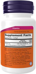 Now Foods Vitamin D-3 5000 IU Softgels - Image 2