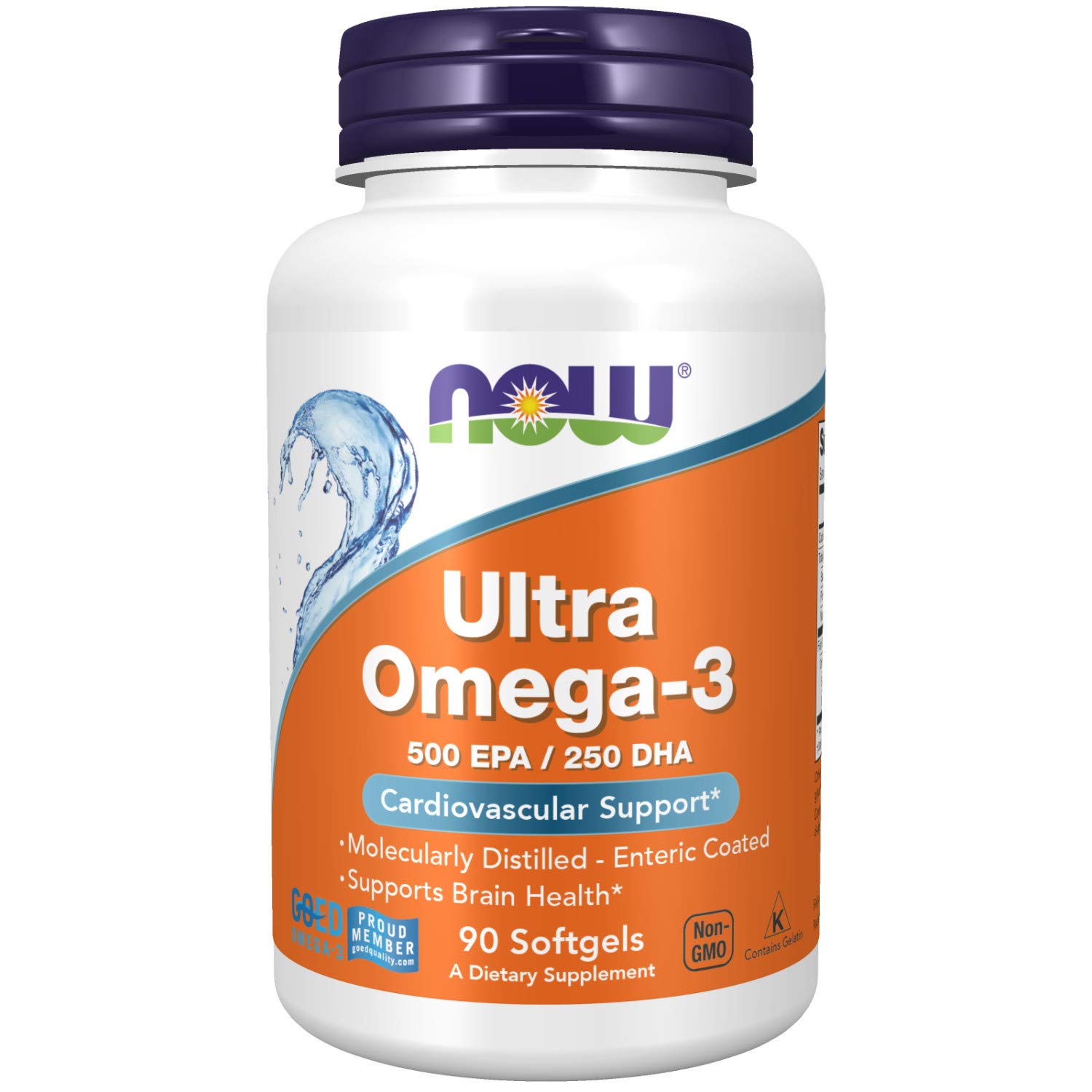 ultra-omega.jpg Now Foods Ultra Omega-3 Fish Oil (Non-GMO, Gluten Free, Dairy Free, Dairy Free, Egg Free, Halal, Keto Friendly, Kosher) - 90 Softgels - Image 1