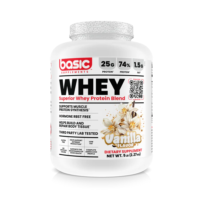 800079-Basic-Whey-Protein-Vanilla-5lb-Bottle-V1_700x700 BASIC SUPPLEMENTS WHEY PROTEIN BLEND 5LBS - Image 1